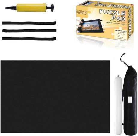 Black Jigsaw Puzzle Mat Roll Up - 3000 Pieces Large Puzzles Saver Board for Adults Kids, Storage and Transport Keeper Saver Accessories Table Portable Holder Organizer Board Pad Gift（Black Genovega