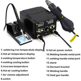 MYPOUOS 2 IN 1 750W LED Digital Soldering Station Hot Air Gun Rework Station Electric Soldering Iron For Phone PCB IC SMD BGA Welding SET 110V (8588D SET1) MYPOUOS