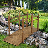 VINGLI 7.5 ft Garden Bridge, Arch Walkway Wooden Bridge with Safety Rails Stained Finished, Decorative Landscaping Footbridge for Koi Pond, Dry Creek Bed, Garden Pathway or Rustic Wedding Decor VINGLI