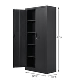 Metal Storage Cabinet, Locking Cabinet with Adjustable Shelves, 18" D x 36" W x 72" H Garage Storage Cabinets for Home, Office, Warehouse- Black Wanfu