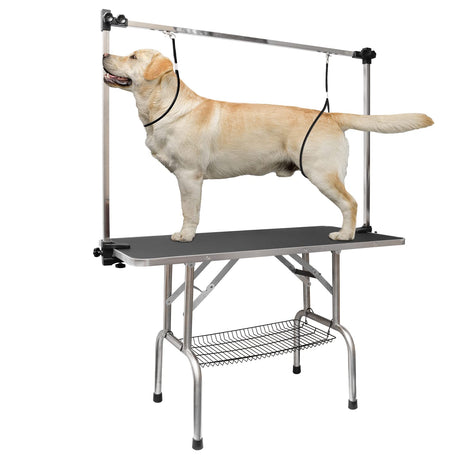 LOVMOR 46 Inch Dog Grooming Table,Adjustable Home Pet Grooming Tables with Arm/Noose/Mesh Tray LOVMOR