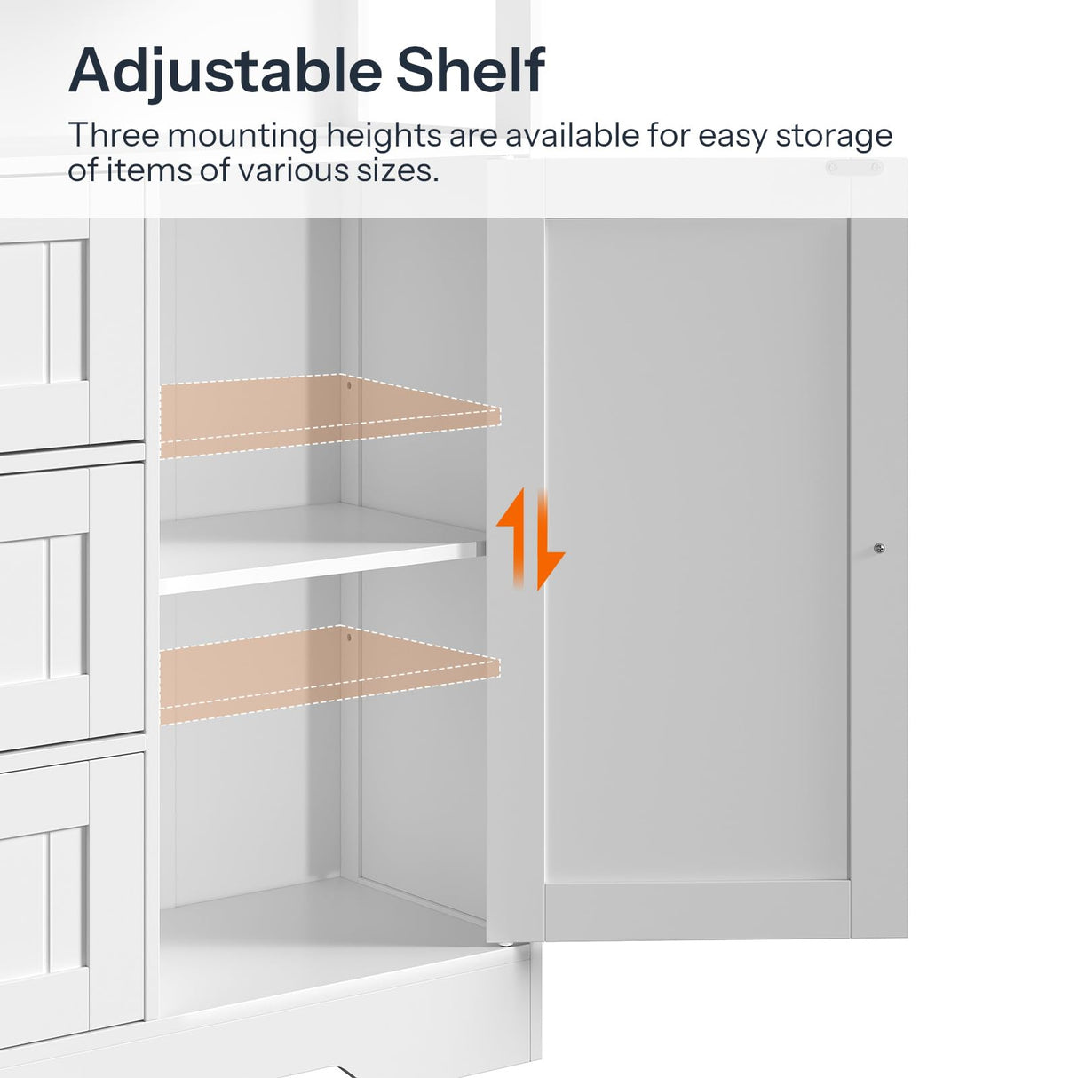 HOOBRO 28.3" Bathroom Storage Cabinet, Large Floor Cabinet, Freestanding Bathroom Storage Unit, 1 Cupboard and 3 Drawers, Adjustable Shelf, 28.3" L x 11.8" W x 37.8" H, White and Black HOOBRO