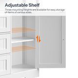 HOOBRO 28.3" Bathroom Storage Cabinet, Large Floor Cabinet, Freestanding Bathroom Storage Unit, 1 Cupboard and 3 Drawers, Adjustable Shelf, 28.3" L x 11.8" W x 37.8" H, White and Black HOOBRO