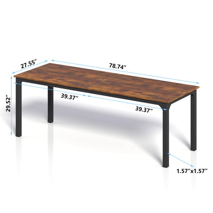 Vagaconl Computer Desk, Long Office Desk 2 Person Home Office Work Desks 78.74" L x 27.55" W x 29.52" H, Large Writing Table Study Desk, Rustic Brown (Only Table) - WoodArtSupply