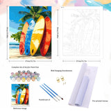 Natuyalo Paint by Numbers Kit for Adults - Colorful Surfboard DIY Acrylic Adult Paint by Number Kits Beach Scenery Canvas Painting for Adults Beginners Art Crafts Without Frame, 16x20 Inch Natuyalo