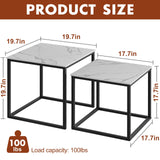 VILAWLENCE Coffee Table Set of 2, Modern Black Wooden Side Table, Metal Frame Square End Table, Center Tables,Nesting Coffee Table for Living Room,Bedroom and Small Spaces VILAWLENCE