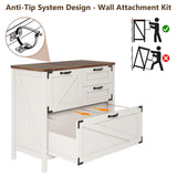 Lateral File Cabinet with 4 Drawers Farmhouse File Cabinet for Letter/Legal/A4 Size Hanging Files, Large Wood File Storage Cabinets Printer Stand for Home Office Cabinet, Rustic White Halitaa