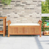 vidaXL Garden Storage Bench with Soft Cushion 49.6 in Solid Acacia Wood Ample Capacity Classic Design for Outdoor Use Perfect Patios and Gardens Durable Comfort Furniture Patio Seat Wooden Picnic vidaXL