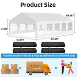 Garvee 20x32 Ft Heavy Duty Party Tent, Heavy Duty Outdoor Wedding Event Tent with Removable Sidewalls & Double Doors, Large Canopy Tent with Large White Roof and 4 Storage Bags for Parties, Weddings Garvee