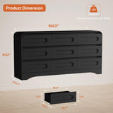 Dresser for Bedroom with 9 Drawers, 63" Large Modern Dressers & Chest of Drawers with Curved Profile Design, Wood Closet Clothes Storage Long Dressers Organizer for Bedroom Living Room Hallway, Black SOLACE FURNITURE