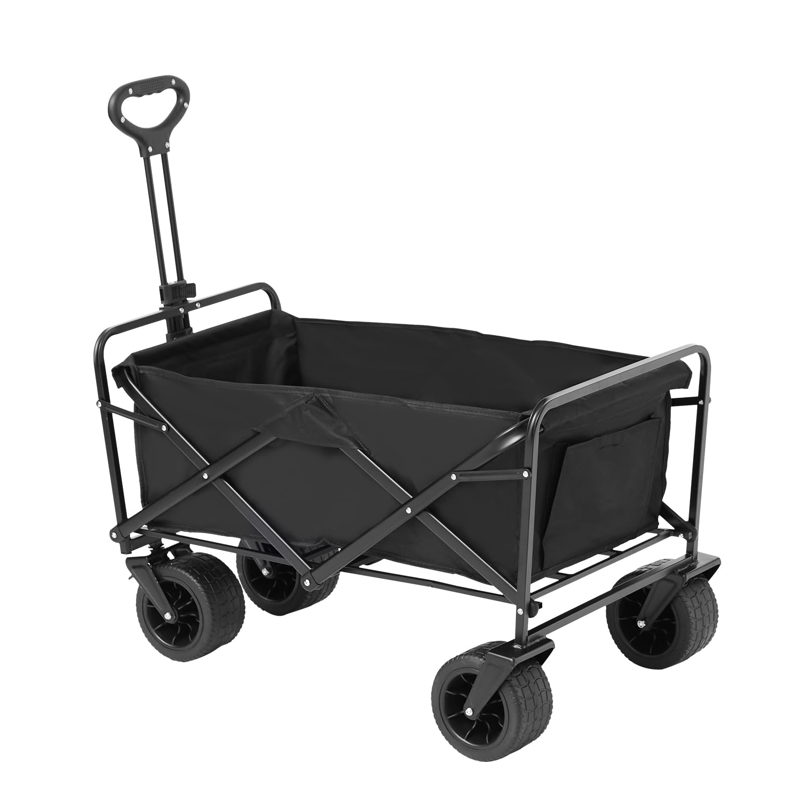 VEVOR Collapsible Folding Wagon Cart, 220lbs Heavy Duty Wagons Carts Foldable with Wheels, Outdoor Portable Garden Cart Utility Wagon for Groceries Camping Sports with Large Capacity & Drink  - WoodArtSupply