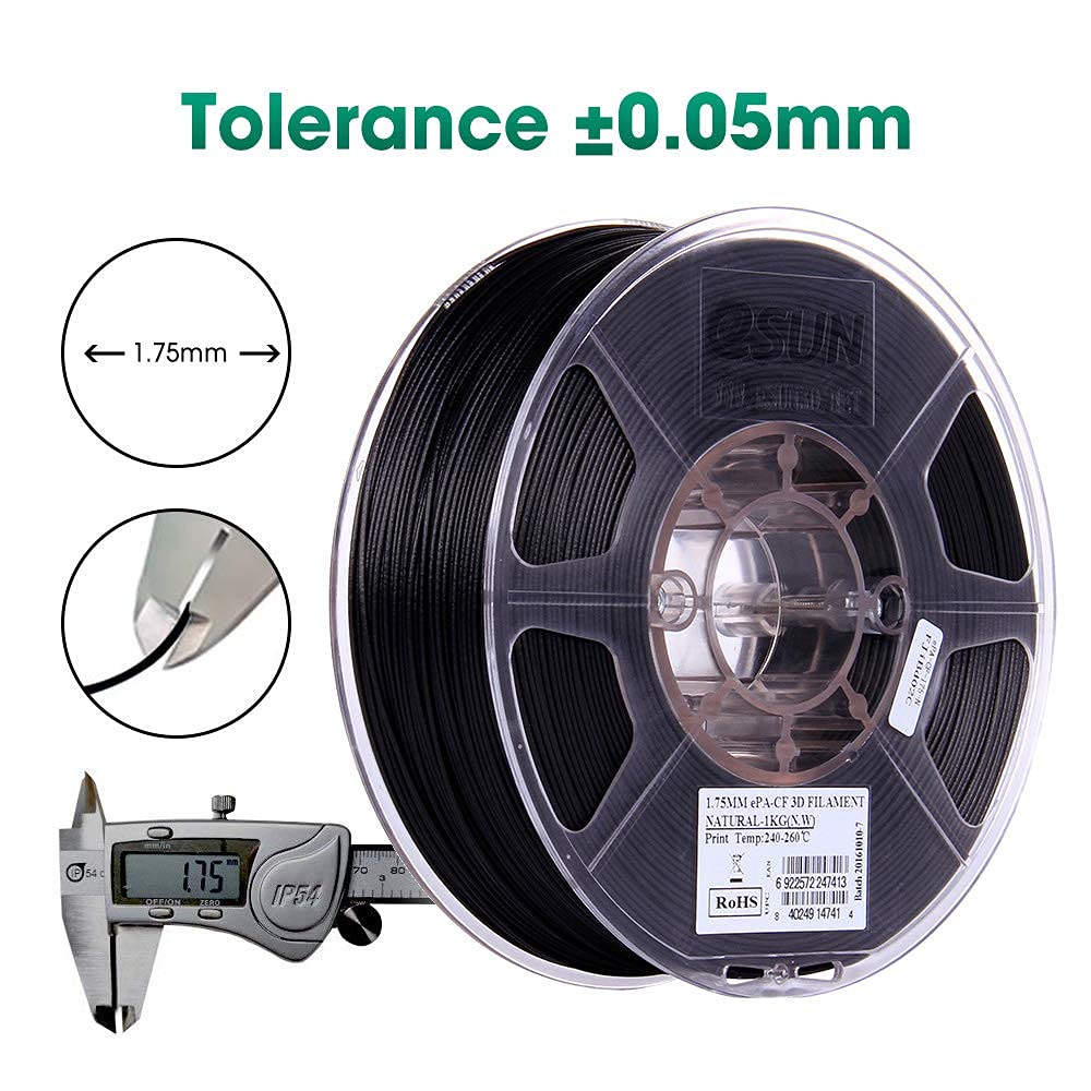 eSUN Carbon Fiber Filled Nylon Filament 1.75mm, PA CF 3D Printer Filament, 1KG Spool 3D Printing Filament for 3D Printers, Natural eSUN