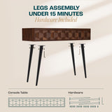 Bme Console Modern Mid-Century 2 Drawers, Unique Geometric Design Sofa Table for Entryway, Hallway, Living Room, Walnut Bme