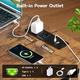 DurayLoly L Shaped Desk with Monitor Stand, 63'' Reversible U Shaped Office Desk with 6 Tire Storage Shelves & 2 Fabric Drawers, Gaming Desk with Power Outlet & LED Strip, Rustic Brown DurayLoly