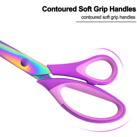 Craft Scissors Set of 3 Pack, All Purpose Sharp Titanium Blades Shears, Comfort Grip Handle, Multipurpose Fabric Scissors Tool Great for Adults, Office, Sewing, School and Home Supplies, Purple SCAIKTIG