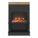 Ameriwood Home Mateo 30 Inch Electric Fireplace with Mantel and Shelf, Replaceable Fireplace Insert Heater, Freestanding, Remote Control, Timer, Realistic Log and Flame Effect, Black Ameriwood Home
