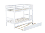 Bellemave Twin Over Twin Bunk Bed with Trundle,Convertible Bunk Beds with Ladder & Safety Guardrails,Twin Size Bunk Beds for Kids Girls Boys,White Bellemave