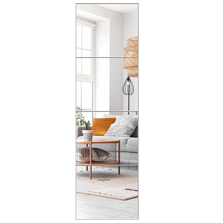 POASAS Mirror Full Length, 14x12 Inchx4PCS Wall Mirror Tiles,Full Body Mirror,Acrylic Shatterproof Mirrors for Bedroom,Door,Home Gym,Kids POASAS