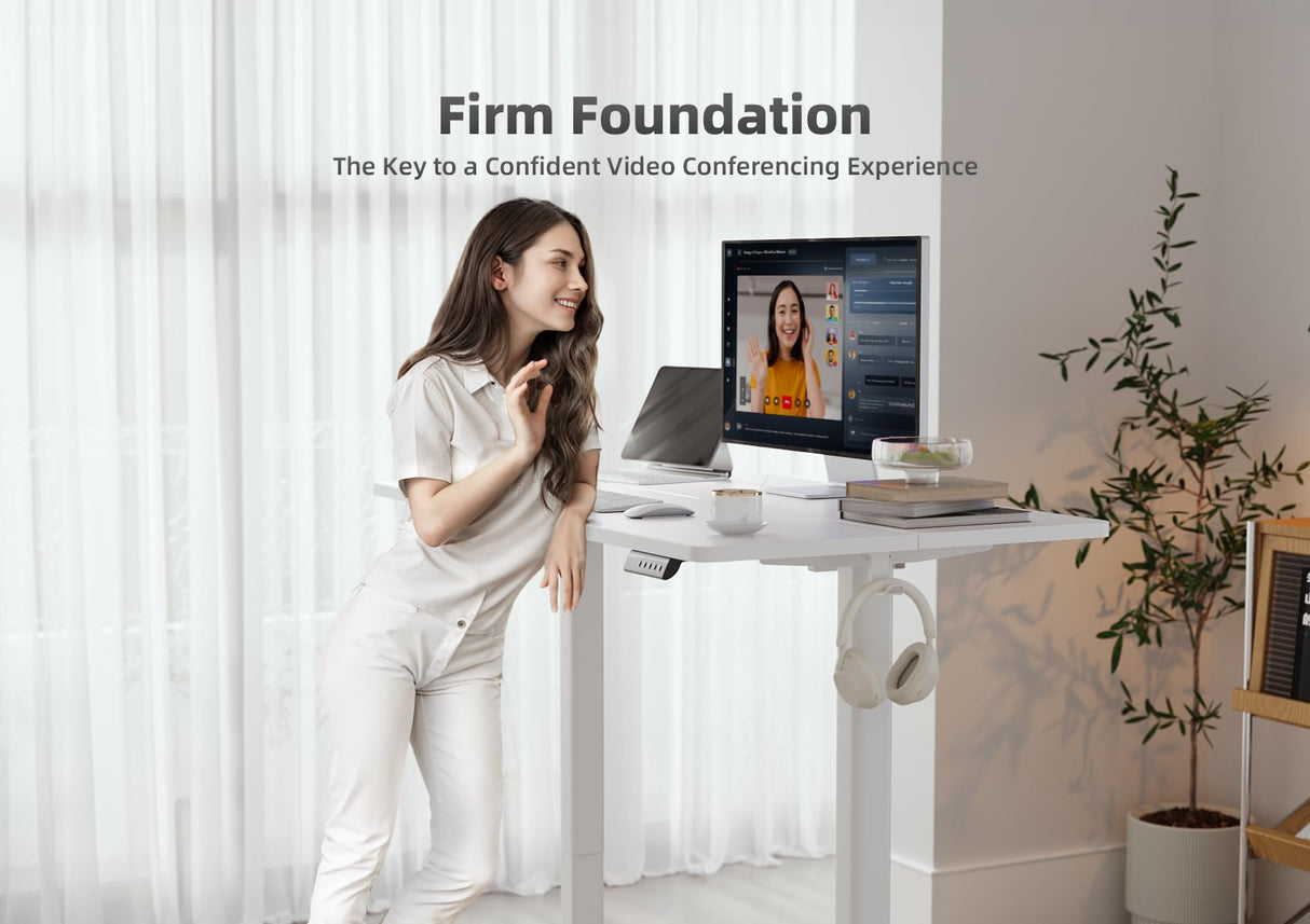 YDN Electric Standing Desk, Adjustable Height Stand up Desk, 48x24 Inches Sit Stand Home Office Desk with Splice Board,White Top YDN