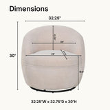 Roundhill Furniture Galleria 360 Swivel Teddy Sherpa Barrel Chair, Beige Roundhill Furniture