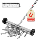 Magnet Sweeper Magnetic Nail Roller: 17-Inch Heavy Duty Magnet Nail Pickup Rolling Tool with Telescoping Adjustable Handle 8.8-Pound Capacity Ideal for Workshop Garage Yard Construction Cleanup SEDY