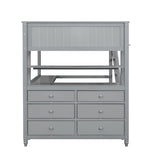 Bellemave Full Size Grey Loft Bed with Integrated Desk and Storage Drawers for Kids and Teens Bellemave