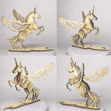 Bitopbi 3D Wooden Puzzles Animal Laser Engraving DIY Safe Assembly Constructor Kit Toy for Teens and Adults Unicorn Mechanical 3-D Models for Self-Assembly (D3 Unicorn) Bitopbi