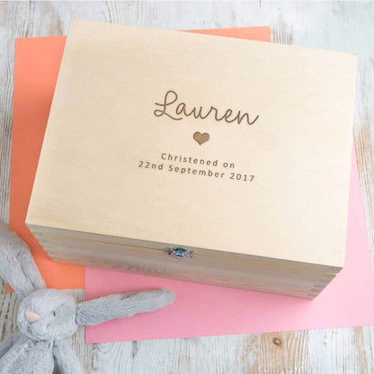 Personalized Baptism Keepsake Box - Baptism Gifts for Baby Girl or Boy - Engraved Wooden Keepsake - Memory Box - WoodArtSupply