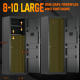 6-10 Gun Safe for Rifle and Pistols,Dual Alarm & Mute Mode Gun Cabinet with Removable Gun Racks,Fingerprint Gun Safes for Shotguns with Multi-Function Panel and Pistol Bags. Lnoauys