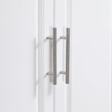 HOMCOM Rolling Kitchen Island with Storage, Portable Kitchen Cart with Stainless Steel Top, 2 Drawers, Spice, Knife and Towel Rack and Cabinets, White HOMCOM