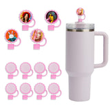 PYD Life 12 Pack Sublimation Straw Cover Cap Topper Silicone Pink for 40 OZ 30 OZ 20 OZ Stanley Tumbler Cup 10mm Straws 1.18" Flower Round with 1" Sublimation Blanks Aluminum Round Sheets PYD Life