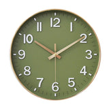 HZDHCLH Wall Clocks Battery Operated,12 inch Silent Non Ticking Modern Wall Clock for Living Room Bedroom Kitchen Office Classroom Decor (Olive Green and Gold) HZDHCLH