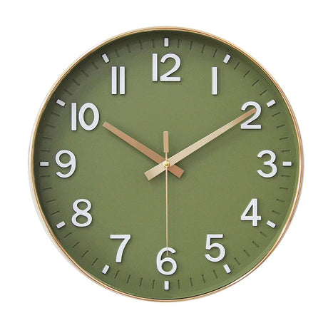 HZDHCLH Wall Clocks Battery Operated,12 inch Silent Non Ticking Modern Wall Clock for Living Room Bedroom Kitchen Office Classroom Decor (Olive Green and Gold) HZDHCLH