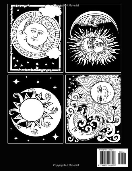 Midnight Sun And Moon Coloring Book: Cute Coloring Pages Featuring Lovely Stars & Celestial Design For Adults, Teens, Boys And Girls To Relieve Stress And Get Fun Majosta