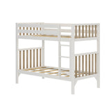 Max & Lily Bunk Bed, Scandinavian Modern Bunk Bed, Solid Wood Twin-Over-Twin Bed Frame for Kids, No Box Spring Needed, Blonde/White Max & Lily