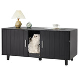 YDTOP Cat Litter Box Enclosure for 2 Cats, Double Hidden Litter Box Furniture with Scratcher, Large Wooden Cat House, Black YDTOP