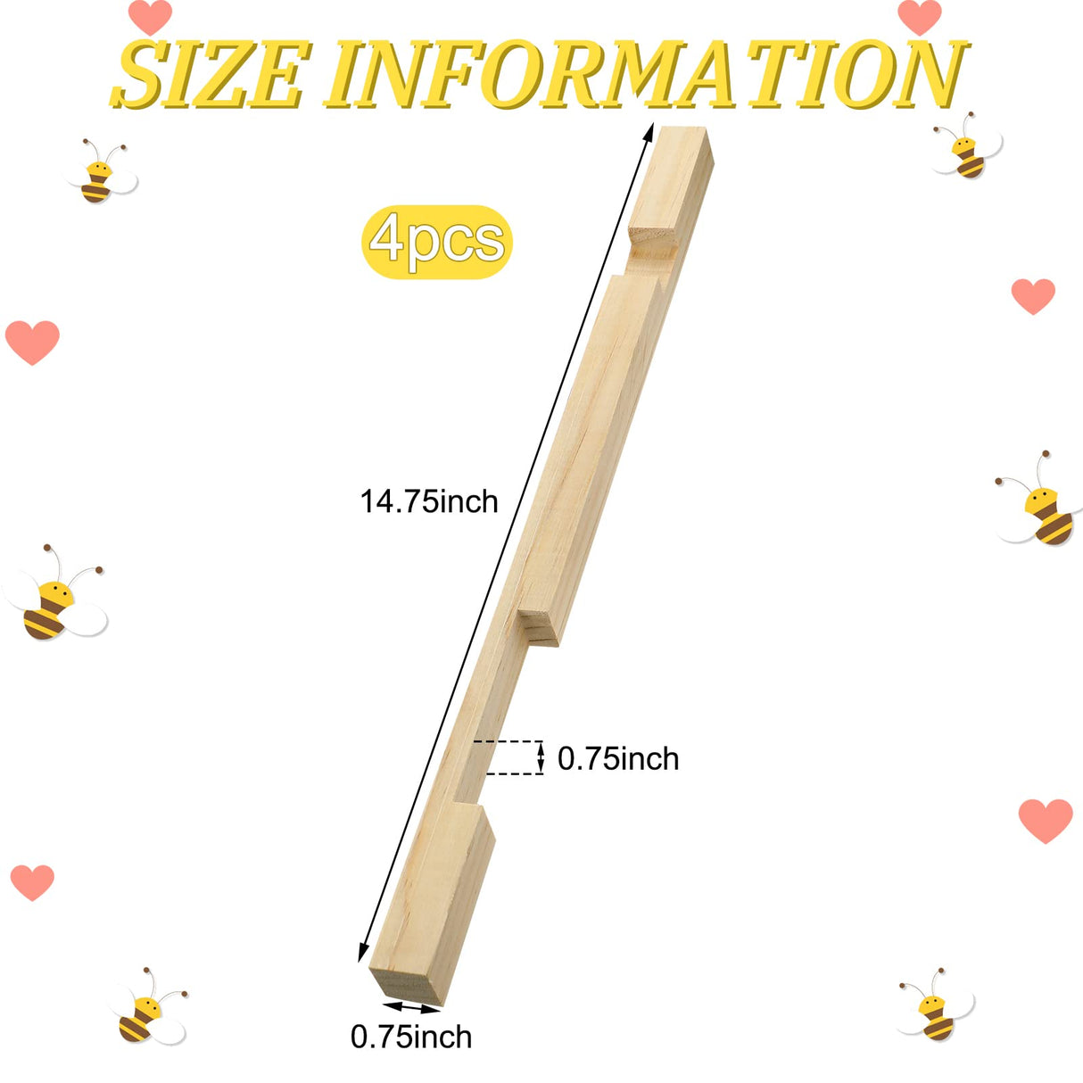 Amyhill 4 Pack Beehive Entrance Reducer 10 Frame Wooden Entrance Reducers for Bee Hive Entrance Protector Beekeeping Bee Hive Entrance Reducer for Beekeeping 14.75 x 0.75 x 0.75 Inch Amyhill
