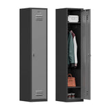 Kooyon Metal Lockers for Employees,71" Steel Storage Cabinet with 1 Door Lockable for Home,Gym,School,Office,Garage/Black Gray-Assembly Required Kooyon