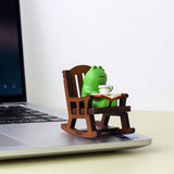 Refintural Miniature Frog Figurines - Funny Frog Sculpture for Shelf, Desk Decoration - Frog Desk Accessories - Perfect Cute Frog Gift for Frog Lovers（Rocking Chair） Refintural