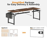 ODK Computer Desk Large Office Desk, 63 Inch Gaming Desk with Storage, Modern PC Desk Work Table with Headphone Hook for Home Office, Splice Board, Rustic Brown ODK