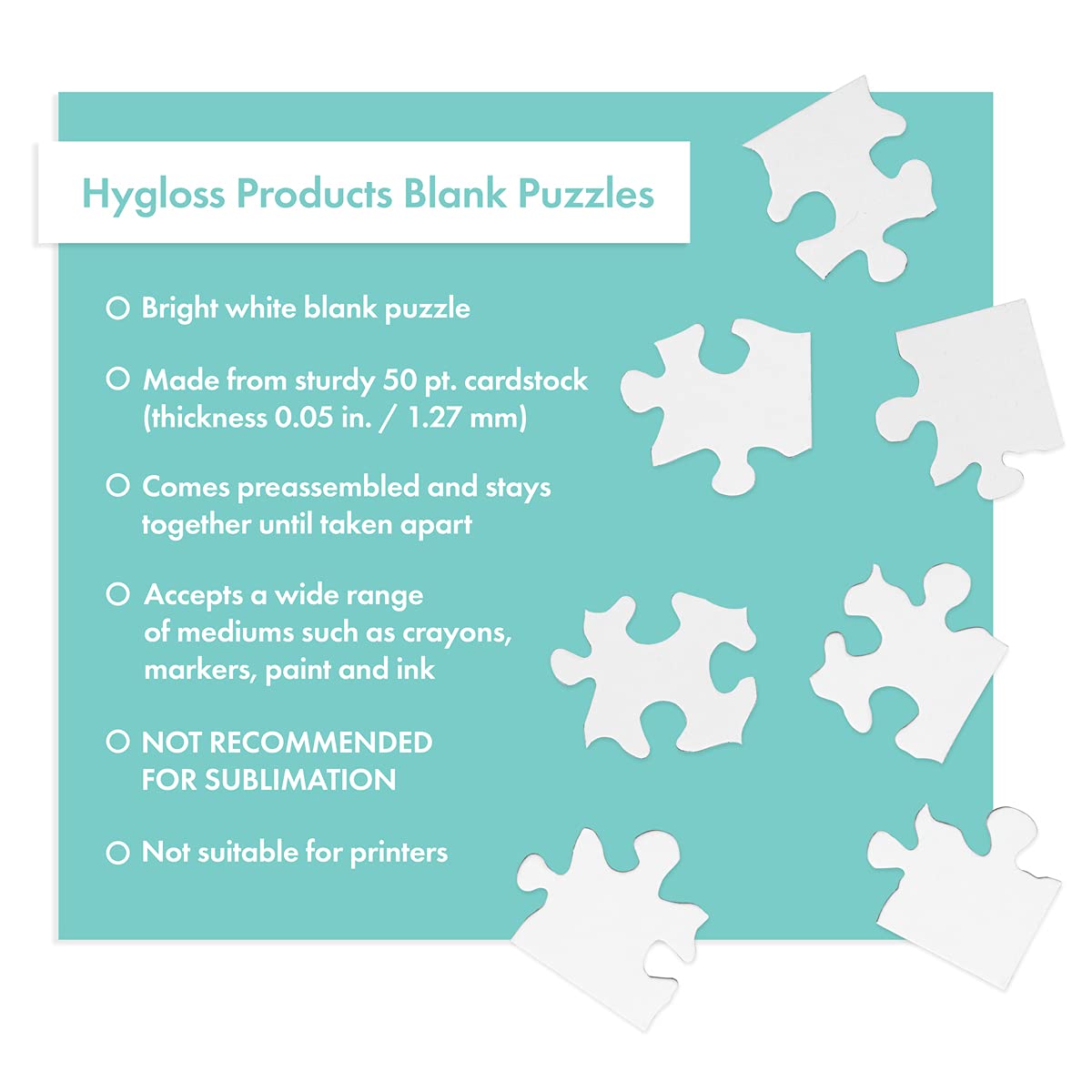 12 Blank Jigsaw Puzzles – 10.25 x 13.25 Inch, 20 Pieces Each – Hygloss DYI Party invites, Perfect for Decorating, Kids' Activities, Arts & Crafts or Party Favors - Puzzle Pieces to Draw On for Crafts