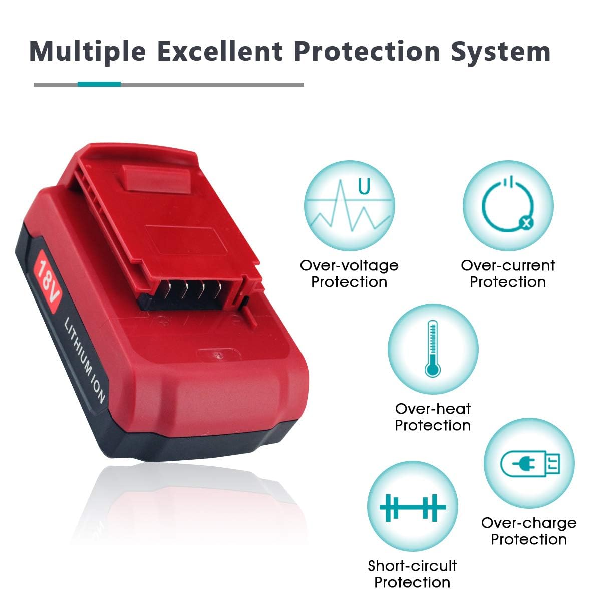 2 Pack 3.0Ah PC18BLX 18V Replacement Battery for Porter Cable 18V Battery PC18BL PC18B-2 Compatible with Porter Cable 18V Lithium Battery PC18BLEX PCC489N PC188 Power Tools (Red) Reoben