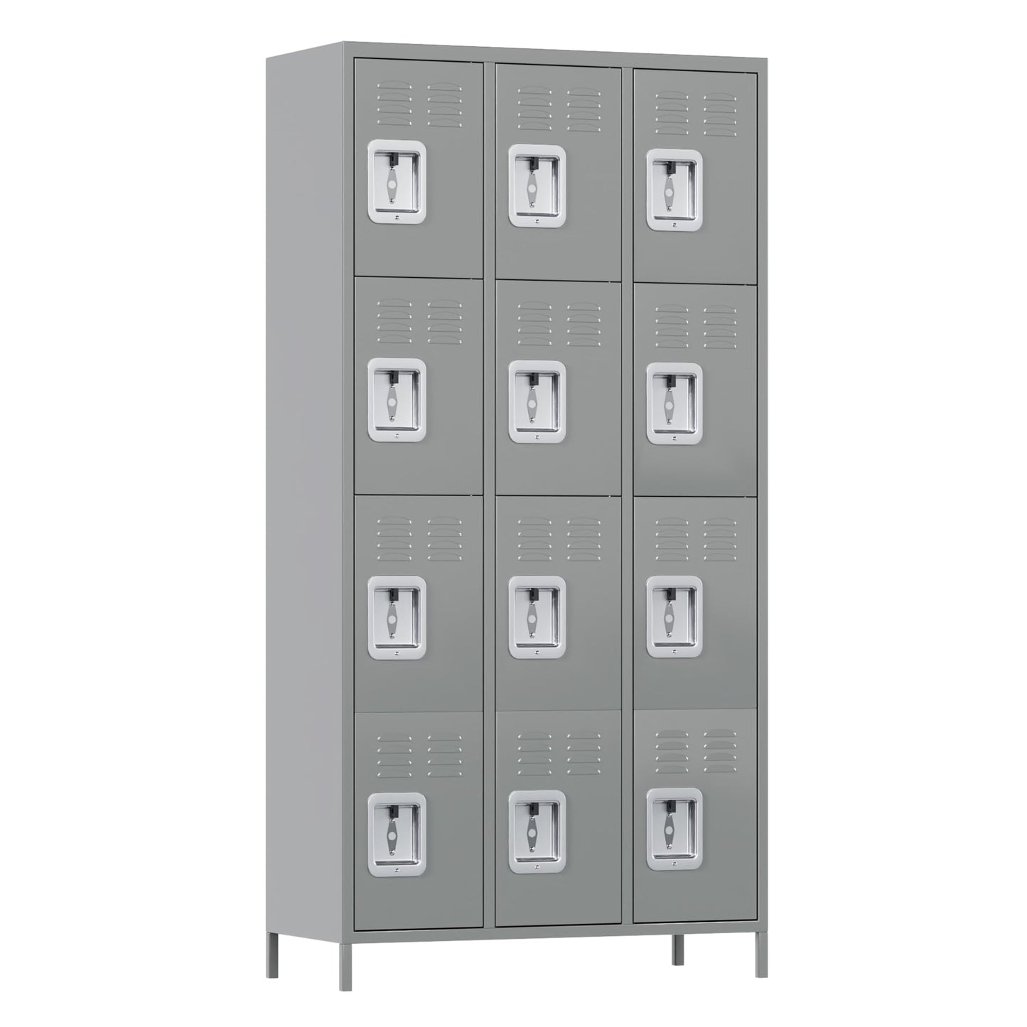 SUXXAN 12 Doors Storage Locker Combination with 12 Hooks,Industries Double Tier Metal Locker for School Office Gym Home Employees Staff Sundries Room W35.43*D15.7*H72 (Light Grey) - WoodArtSupply