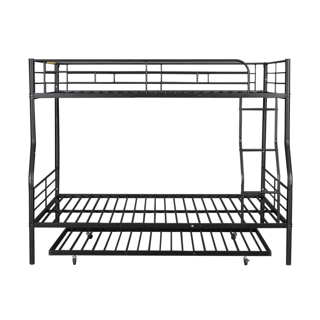 Harper & Bright Designs Full XL Over Queen Metal Bunk Bed with Trundle, Ladder & High Guardrail, Able to Split, Noise Free, Heavy-Duty Steel Loft Bed Frame with Safety Rail for Bedroom, Dorm (Black) Harper & Bright Designs