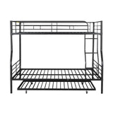 Harper & Bright Designs Full XL Over Queen Metal Bunk Bed with Trundle, Ladder & High Guardrail, Able to Split, Noise Free, Heavy-Duty Steel Loft Bed Frame with Safety Rail for Bedroom, Dorm (Black) Harper & Bright Designs