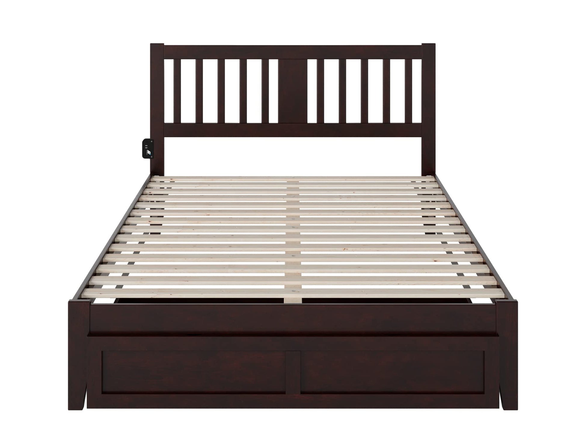 AFI, Tahoe Solid Wood Platform Bed with Foot Drawer Storage and Attachable USB Charger, Queen, Espresso - WoodArtSupply