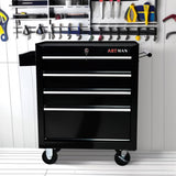 SumKea 4 Drawers Cart 24.25" Rolling Toolbox, with Key Locking and 4 Wheels Tool Boxes, Suitable for Garages, Warehouses, Workshops, Repair Shops, Black SumKea