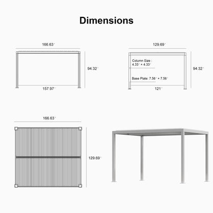 PURPLE LEAF Outdoor Louvered Pergola 11' x 14' White Aluminum Pergola Modern Shade Gazebo with 2 Independently Adjustable Rainproof Hardtop for Patio Garden Yard - WoodArtSupply