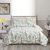 Jarson Floral Quilt Set King Size,3-Piece Lightweight Spring Summer Country Bedspread,Reverisible Patchwork Botanical Flowers Bedding Set(1 Coverlet & 2 Pillow Shams) Jarson