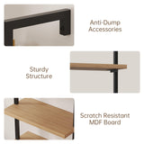 Airynee Ladder Bookshelf, 5 Tier Book Shelf, Wall Mount Bookshelves and Bookcases with Metal Frame, Anti Dump, Tall Bookcase for Living Room, Home Office, Bedroom Oak 2pcs Airynee